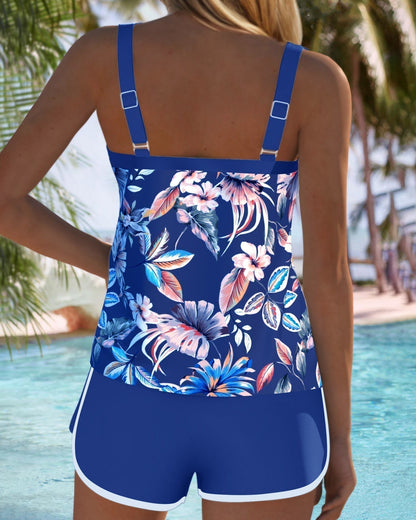 Ilaria | Tankini stampato senza maniche con scollo a U