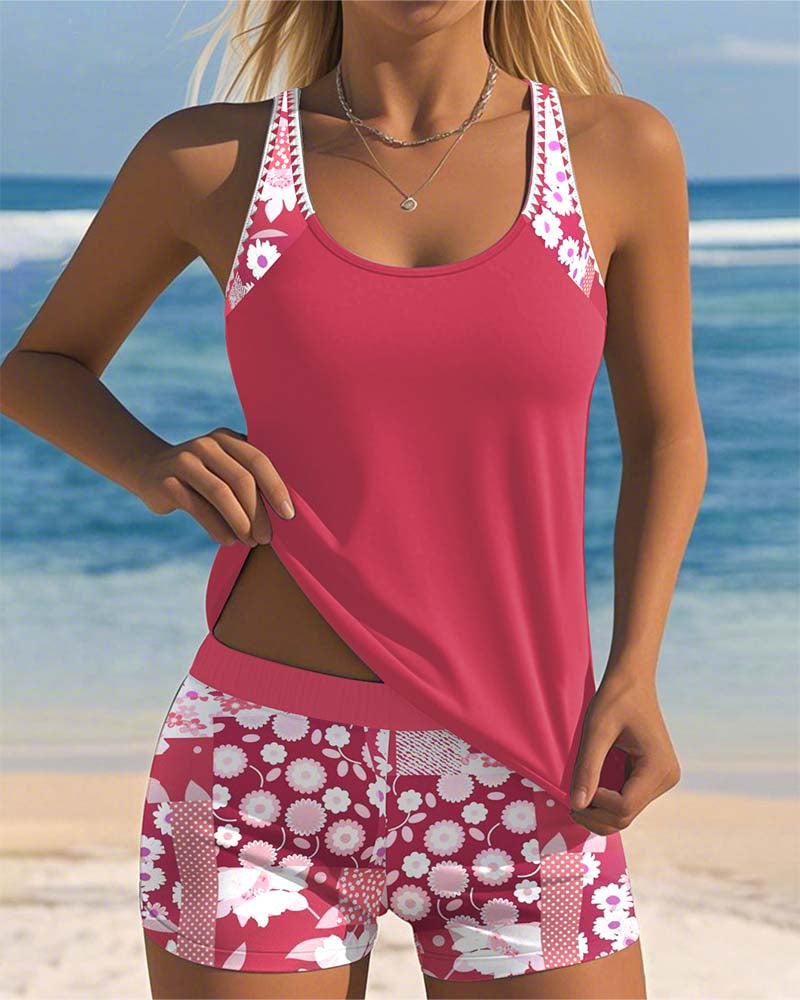 Nadia - Completo tankini stampato con shorts
