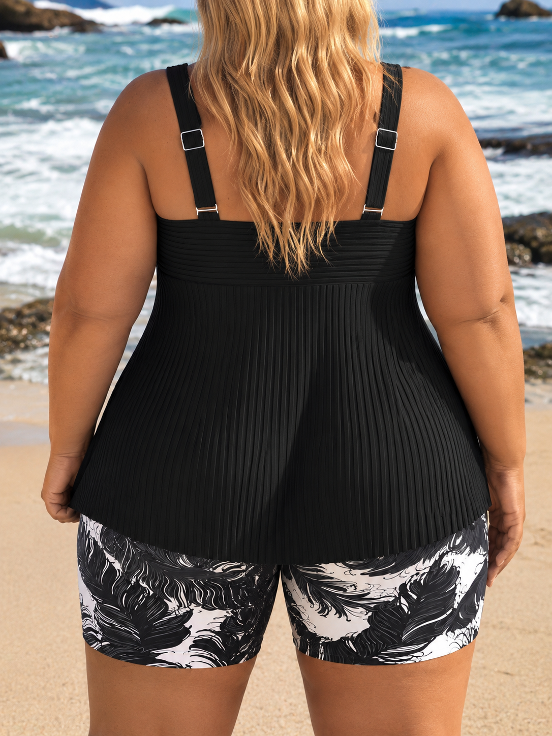 Elide - Elegante Completo Tankini con Shorts Taglie Forti