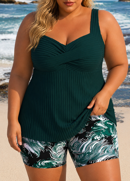 Elide - Elegante Completo Tankini con Shorts Taglie Forti