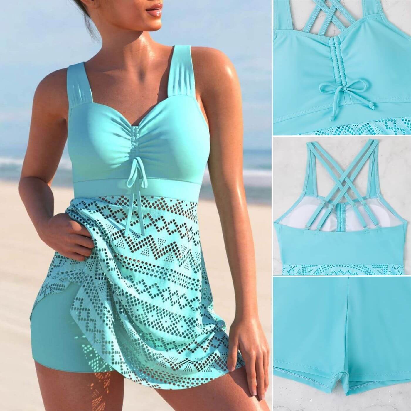 Grazia | Abito da mare tankini drappeggiato