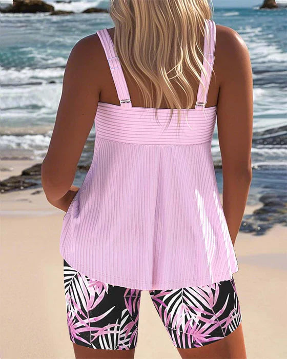 Dafne | Tankini a coste dai colori accesi con shorts